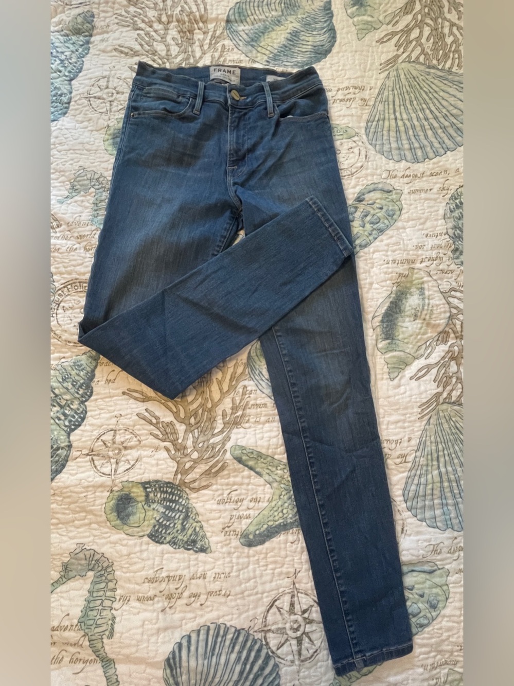 Frame Denim Women's Le High Skinny Jeans Blue Denim Stretch, Size 26